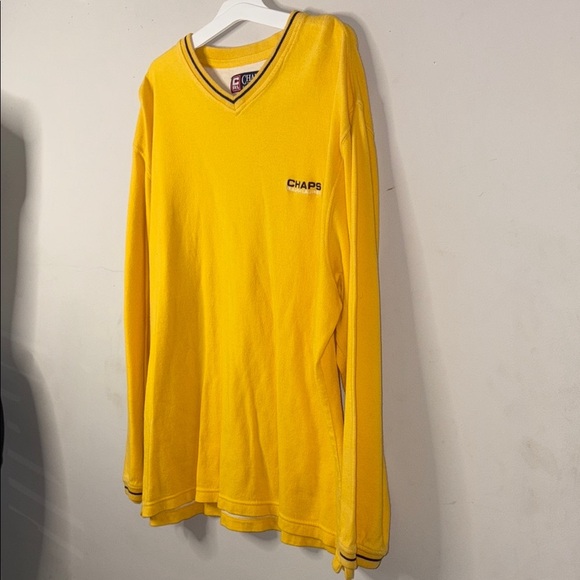 Chaps Ralph Lauren Bright Yellow V-Neck Pullover - Picture 6 of 6